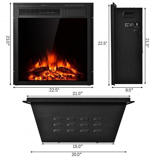 22.5 Inch Electric Fireplace Insert Freestanding and Recessed Heater-4