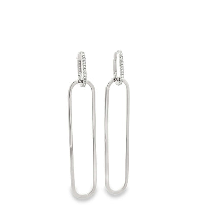 Paperclip Drop CZ Pave Huggie Earrings-2