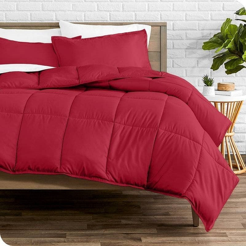 Twin/Twin XL Size All Season Super Soft Down Alternative Comforter Set Red-0