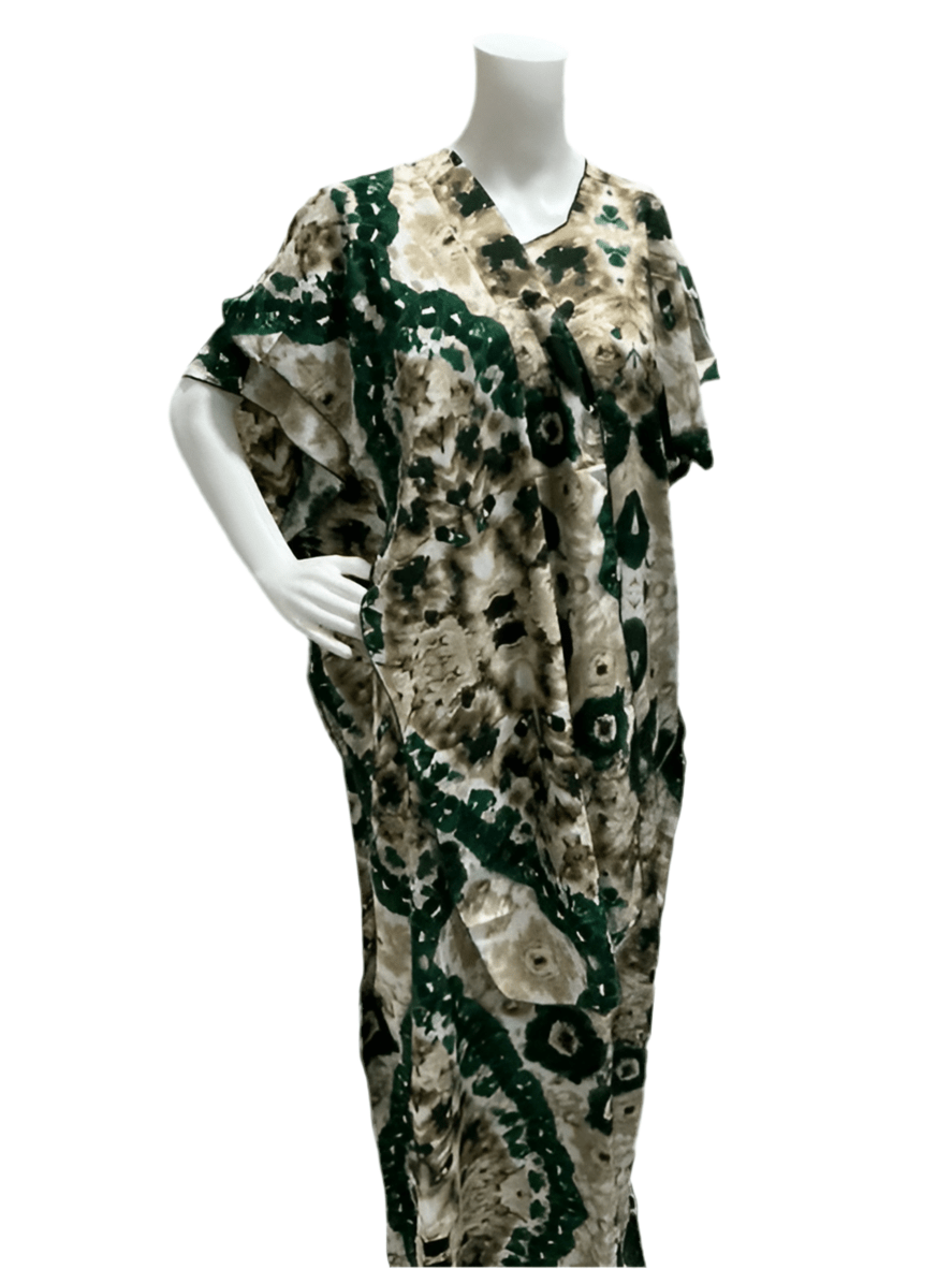 Women’s fashion print long dresses with scarf headbands ,dera - OMBA M&M COLLECTION LLC