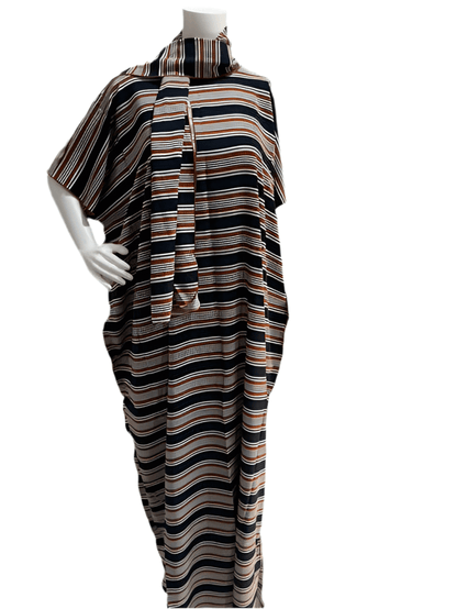 Women’s fashion print long dresses with scarf headbands ,dera - OMBA M&M COLLECTION LLC