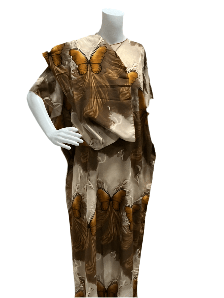 Women’s fashion print long dresses with scarf headbands ,dera - OMBA M&M COLLECTION LLC