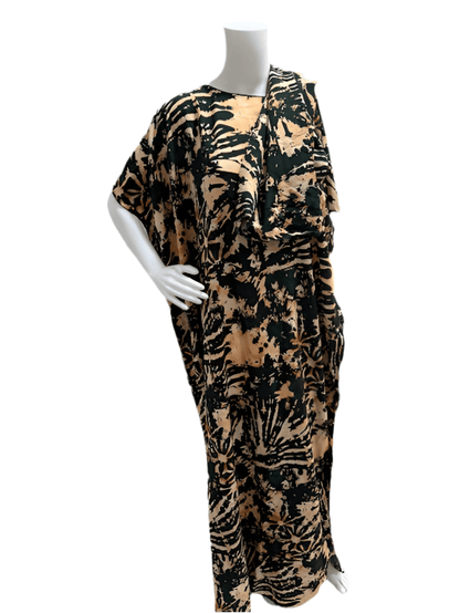 Women’s fashion print long dresses with scarf headbands ,dera - OMBA M&M COLLECTION LLC
