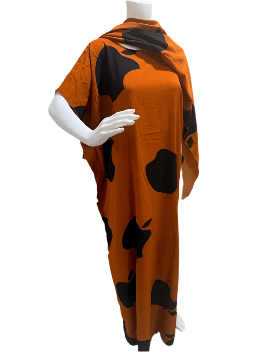 Women’s fashion print long dresses with scarf headbands ,dera - OMBA M&M COLLECTION LLC