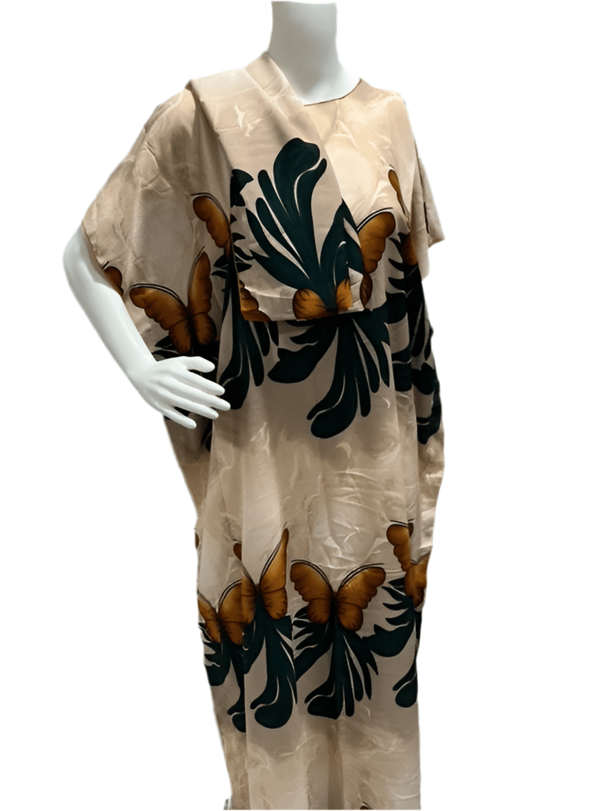 Women’s fashion print long dresses with scarf headbands ,dera - OMBA M&M COLLECTION LLC