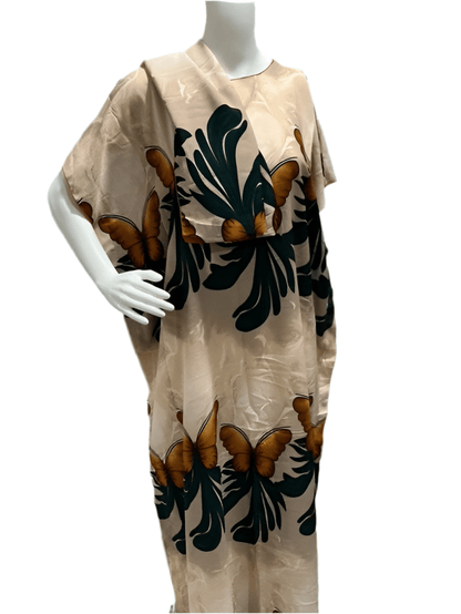 Women’s fashion print long dresses with scarf headbands ,dera - OMBA M&M COLLECTION LLC