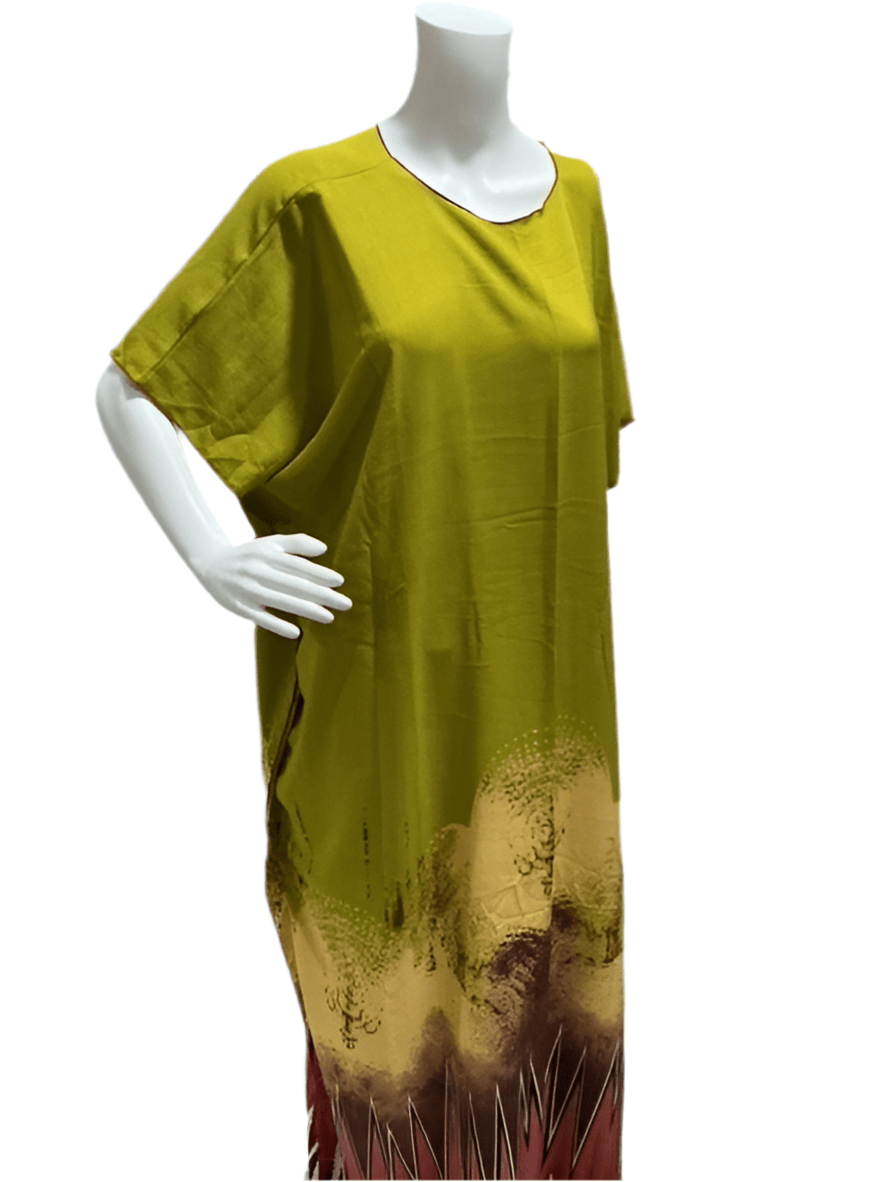Women’s fashion print long dresses with scarf headbands ,dera - OMBA M&M COLLECTION LLC