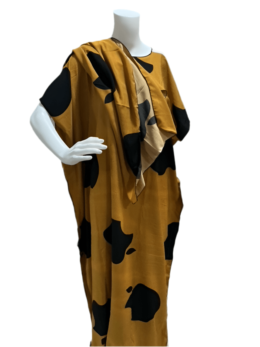Women’s fashion print long dresses with scarf headbands ,dera - OMBA M&M COLLECTION LLC