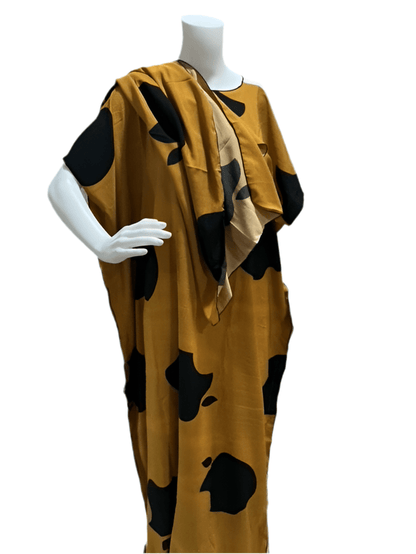 Women’s fashion print long dresses with scarf headbands ,dera - OMBA M&M COLLECTION LLC