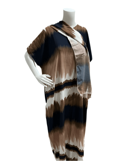 Women’s fashion print long dresses with scarf headbands ,dera - OMBA M&M COLLECTION LLC
