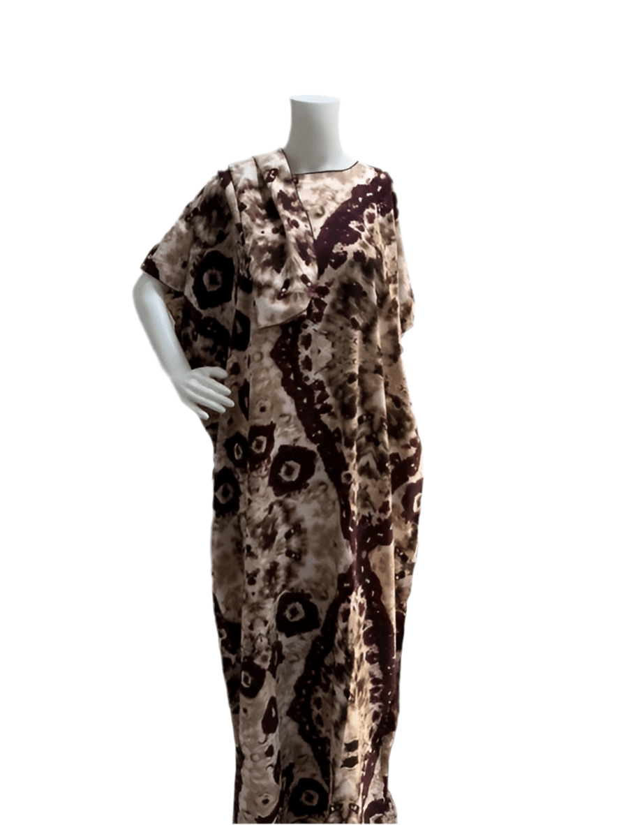 Women’s fashion print long dresses with scarf headbands ,dera - OMBA M&M COLLECTION LLC