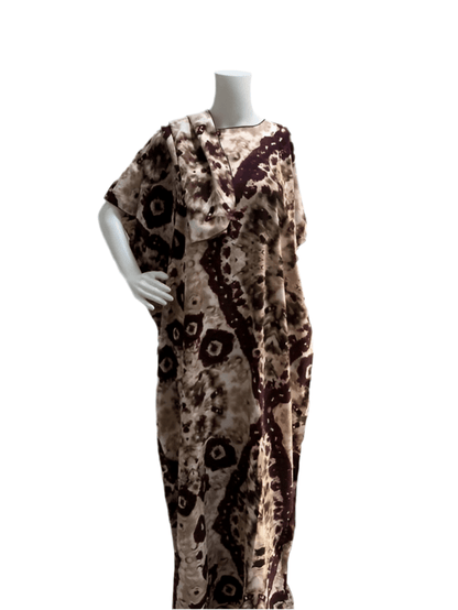 Women’s fashion print long dresses with scarf headbands ,dera - OMBA M&M COLLECTION LLC