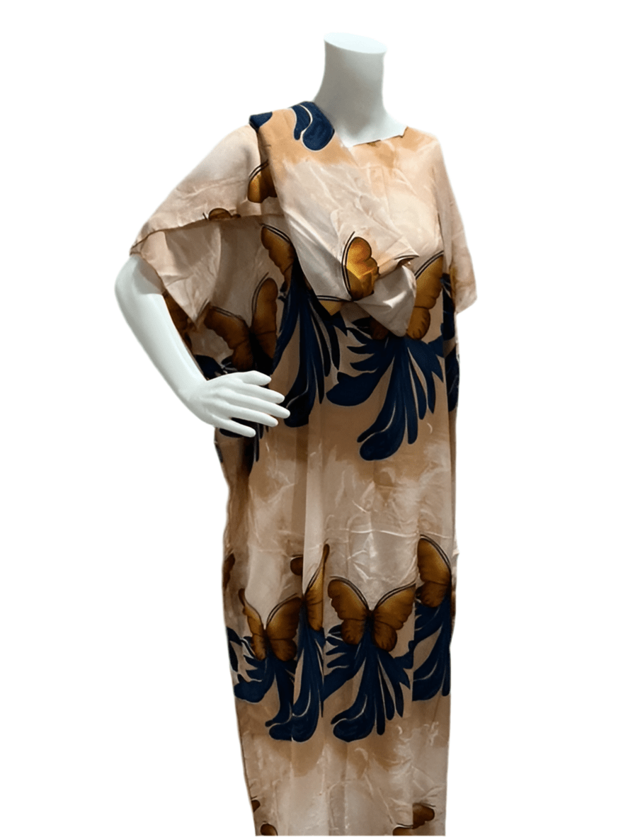 Women’s fashion print long dresses with scarf headbands ,dera - OMBA M&M COLLECTION LLC