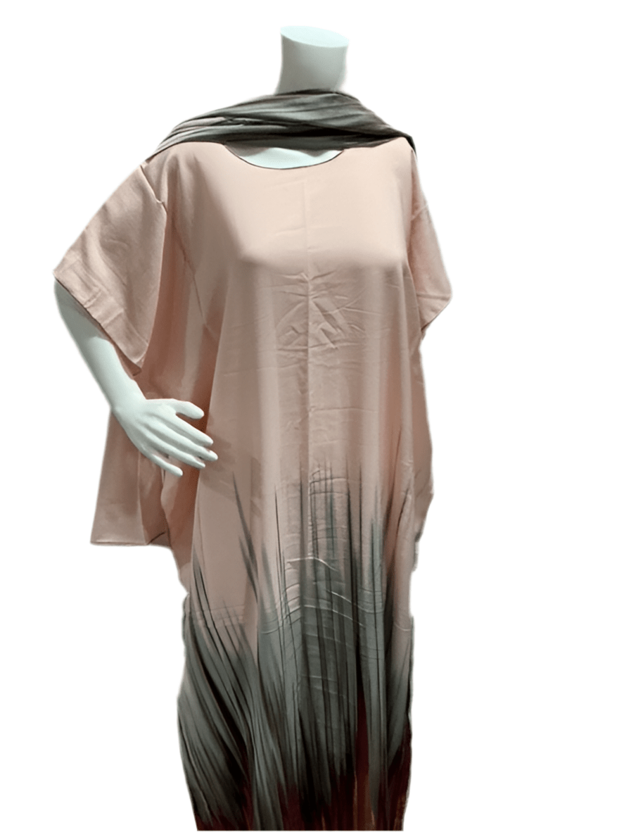 Women’s fashion print long dresses with scarf headbands ,dera - OMBA M&M COLLECTION LLC
