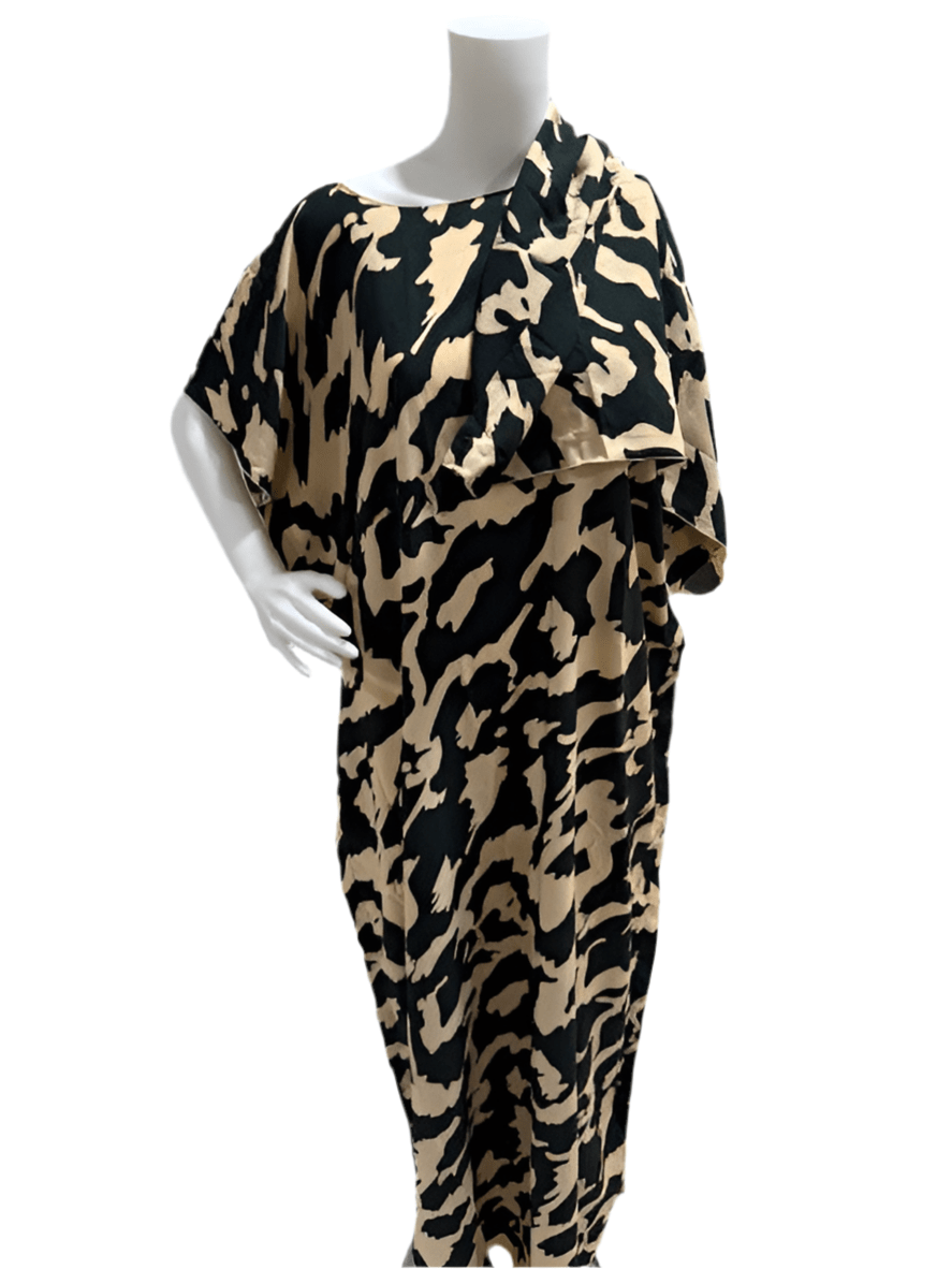 Women’s fashion print long dresses with scarf headbands ,dera - OMBA M&M COLLECTION LLC